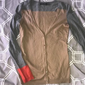 The Limited Tan & Grey Button Down Cardigan